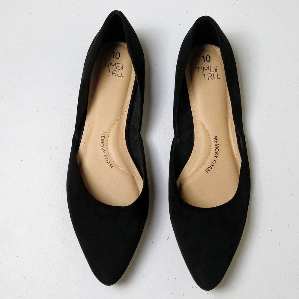 Time and Tru Black Flats Sz 10